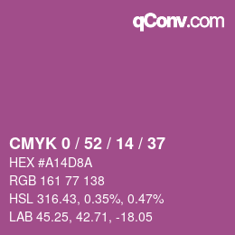 カラーコード: CMYK 0 / 52 / 14 / 37 | qconv.com