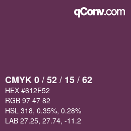 Color code: CMYK 0 / 52 / 15 / 62 | qconv.com