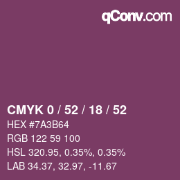 颜色代码: CMYK 0 / 52 / 18 / 52 | qconv.com