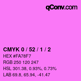カラーコード: CMYK 0 / 52 / 1 / 2 | qconv.com