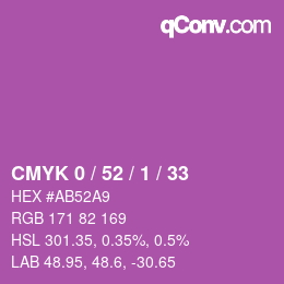 カラーコード: CMYK 0 / 52 / 1 / 33 | qconv.com