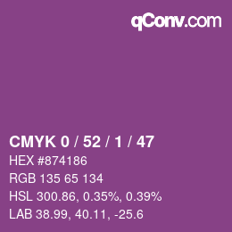 Color code: CMYK 0 / 52 / 1 / 47 | qconv.com
