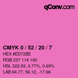 カラーコード: CMYK 0 / 52 / 20 / 7 | qconv.com