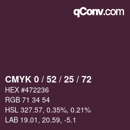 カラーコード: CMYK 0 / 52 / 25 / 72 | qconv.com