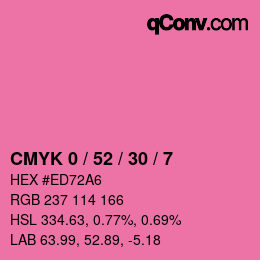 カラーコード: CMYK 0 / 52 / 30 / 7 | qconv.com