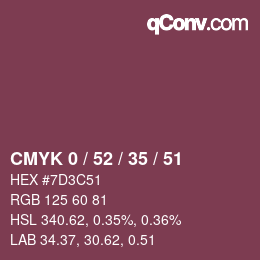 Farbcode: CMYK 0 / 52 / 35 / 51 | qconv.com