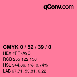 カラーコード: CMYK 0 / 52 / 39 / 0 | qconv.com