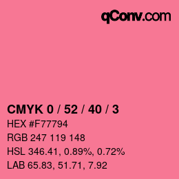 カラーコード: CMYK 0 / 52 / 40 / 3 | qconv.com