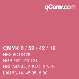 カラーコード: CMYK 0 / 52 / 42 / 18 | qconv.com