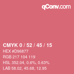 Farbcode: CMYK 0 / 52 / 45 / 15 | qconv.com