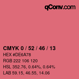 カラーコード: CMYK 0 / 52 / 46 / 13 | qconv.com