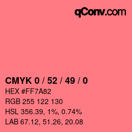 カラーコード: CMYK 0 / 52 / 49 / 0 | qconv.com