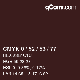 颜色代码: CMYK 0 / 52 / 53 / 77 | qconv.com