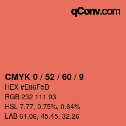 カラーコード: CMYK 0 / 52 / 60 / 9 | qconv.com
