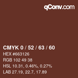 Color code: CMYK 0 / 52 / 63 / 60 | qconv.com