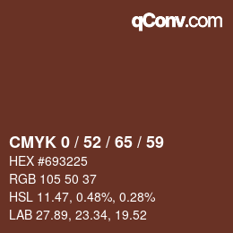 カラーコード: CMYK 0 / 52 / 65 / 59 | qconv.com