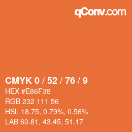 颜色代码: CMYK 0 / 52 / 76 / 9 | qconv.com