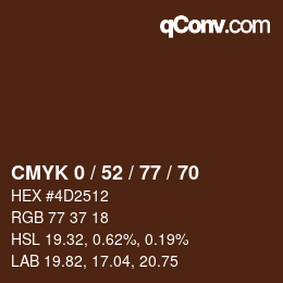 颜色代码: CMYK 0 / 52 / 77 / 70 | qconv.com