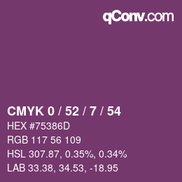 Farbcode: CMYK 0 / 52 / 7 / 54 | qconv.com