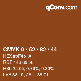 Color code: CMYK 0 / 52 / 82 / 44 | qconv.com