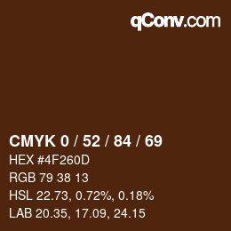 Color code: CMYK 0 / 52 / 84 / 69 | qconv.com