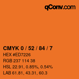 Color code: CMYK 0 / 52 / 84 / 7 | qconv.com