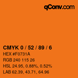 颜色代码: CMYK 0 / 52 / 89 / 6 | qconv.com
