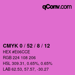カラーコード: CMYK 0 / 52 / 8 / 12 | qconv.com