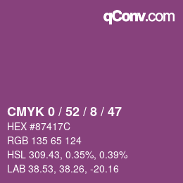 カラーコード: CMYK 0 / 52 / 8 / 47 | qconv.com