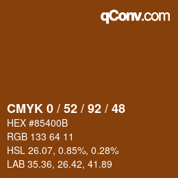 カラーコード: CMYK 0 / 52 / 92 / 48 | qconv.com