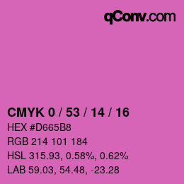 カラーコード: CMYK 0 / 53 / 14 / 16 | qconv.com