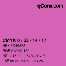 カラーコード: CMYK 0 / 53 / 14 / 17 | qconv.com