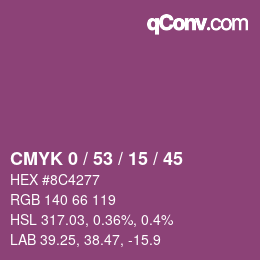 Farbcode: CMYK 0 / 53 / 15 / 45 | qconv.com