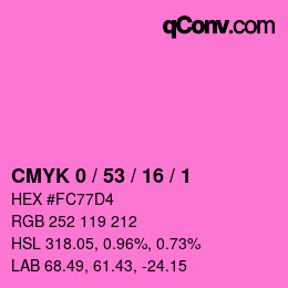 カラーコード: CMYK 0 / 53 / 16 / 1 | qconv.com