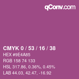 Farbcode: CMYK 0 / 53 / 16 / 38 | qconv.com