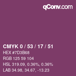 颜色代码: CMYK 0 / 53 / 17 / 51 | qconv.com