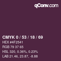 Color code: CMYK 0 / 53 / 18 / 69 | qconv.com