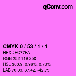 カラーコード: CMYK 0 / 53 / 1 / 1 | qconv.com