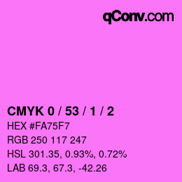 カラーコード: CMYK 0 / 53 / 1 / 2 | qconv.com