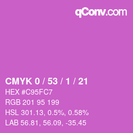 カラーコード: CMYK 0 / 53 / 1 / 21 | qconv.com