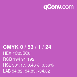 カラーコード: CMYK 0 / 53 / 1 / 24 | qconv.com