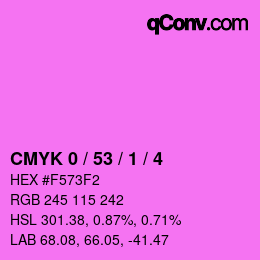 カラーコード: CMYK 0 / 53 / 1 / 4 | qconv.com