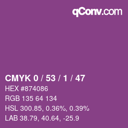カラーコード: CMYK 0 / 53 / 1 / 47 | qconv.com