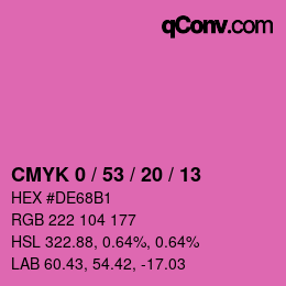 Código de color: CMYK 0 / 53 / 20 / 13 | qconv.com