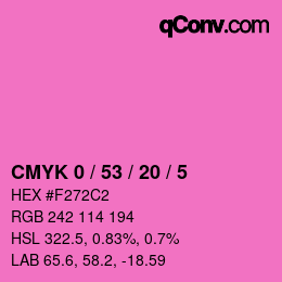 カラーコード: CMYK 0 / 53 / 20 / 5 | qconv.com