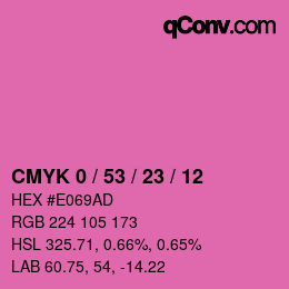 カラーコード: CMYK 0 / 53 / 23 / 12 | qconv.com