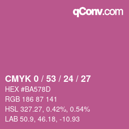 カラーコード: CMYK 0 / 53 / 24 / 27 | qconv.com