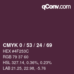 カラーコード: CMYK 0 / 53 / 24 / 69 | qconv.com