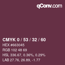 カラーコード: CMYK 0 / 53 / 32 / 60 | qconv.com