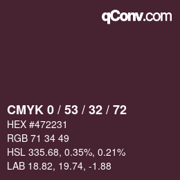 Color code: CMYK 0 / 53 / 32 / 72 | qconv.com